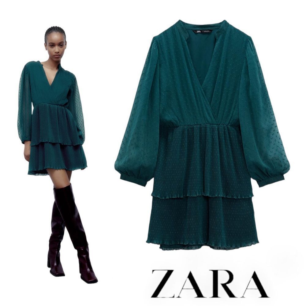 ZARA | Duck Blue | SHORT DOTTED MESH DRESS